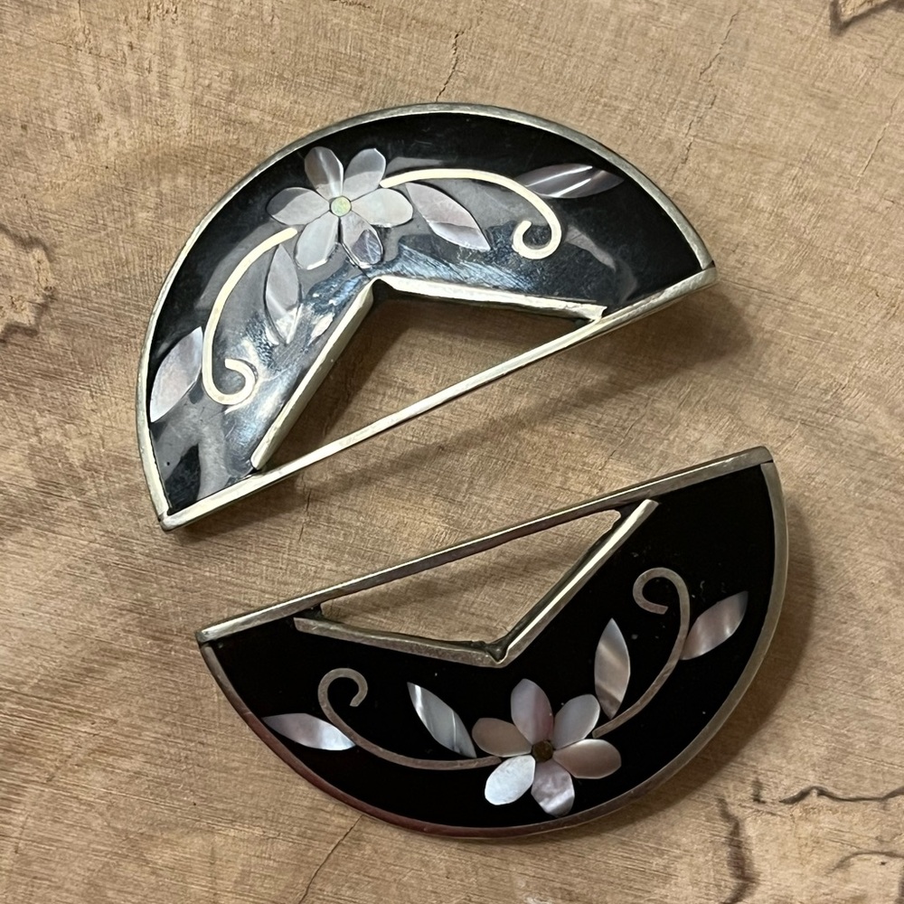 Black and Silver Floral Earrings